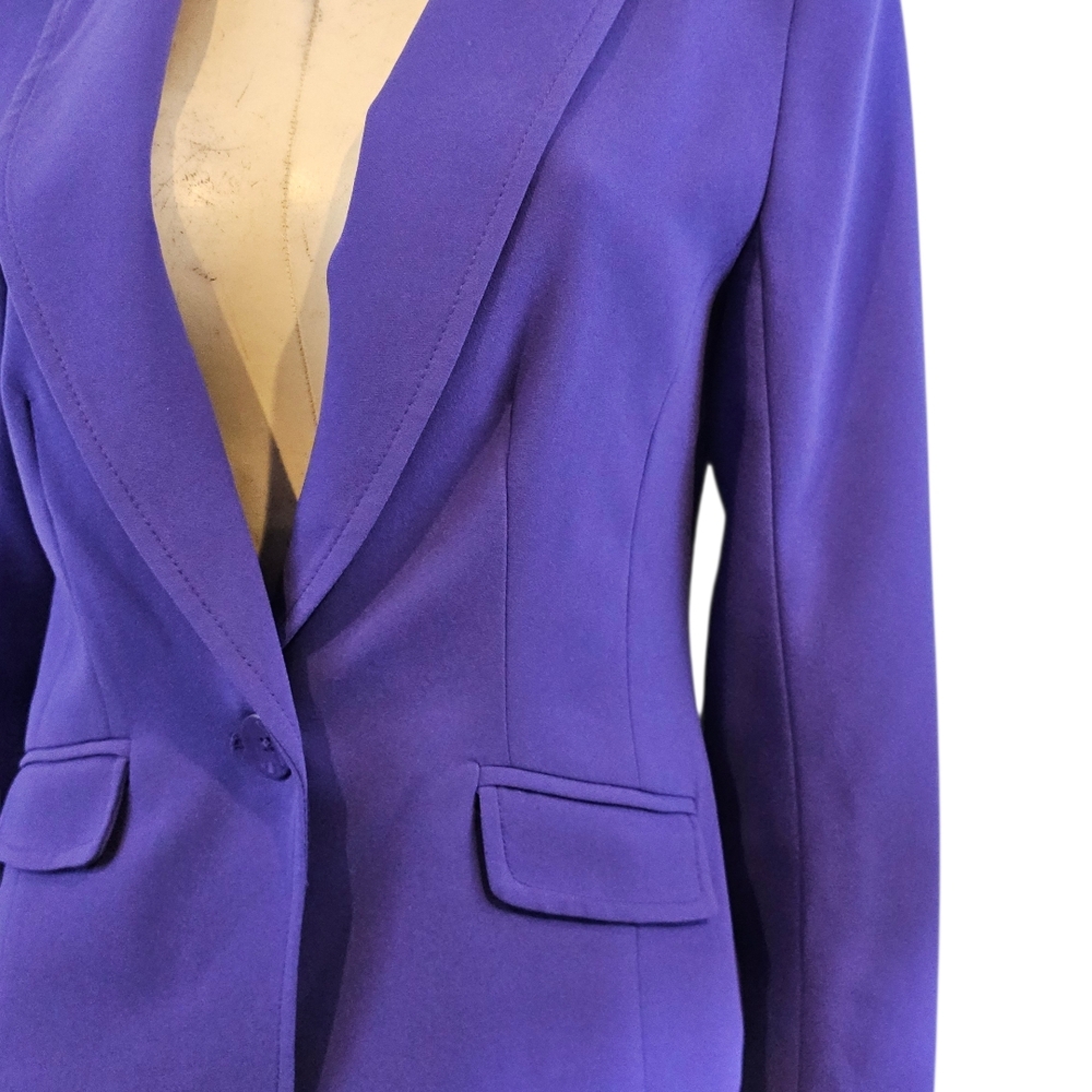 Trina Turk Size 8 Purple Blazer Single Button Closure Jacket - Picture 4 of 10